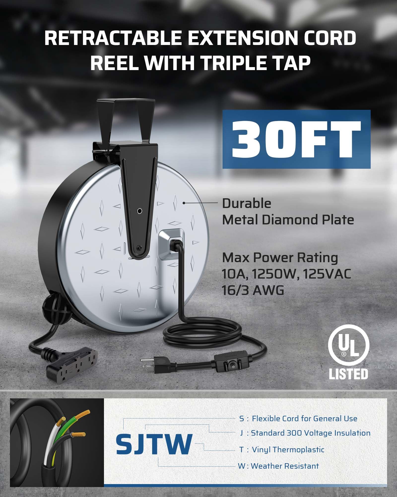 Amazon.com: DEWENWILS Metal Extension Cord Reel,30FT